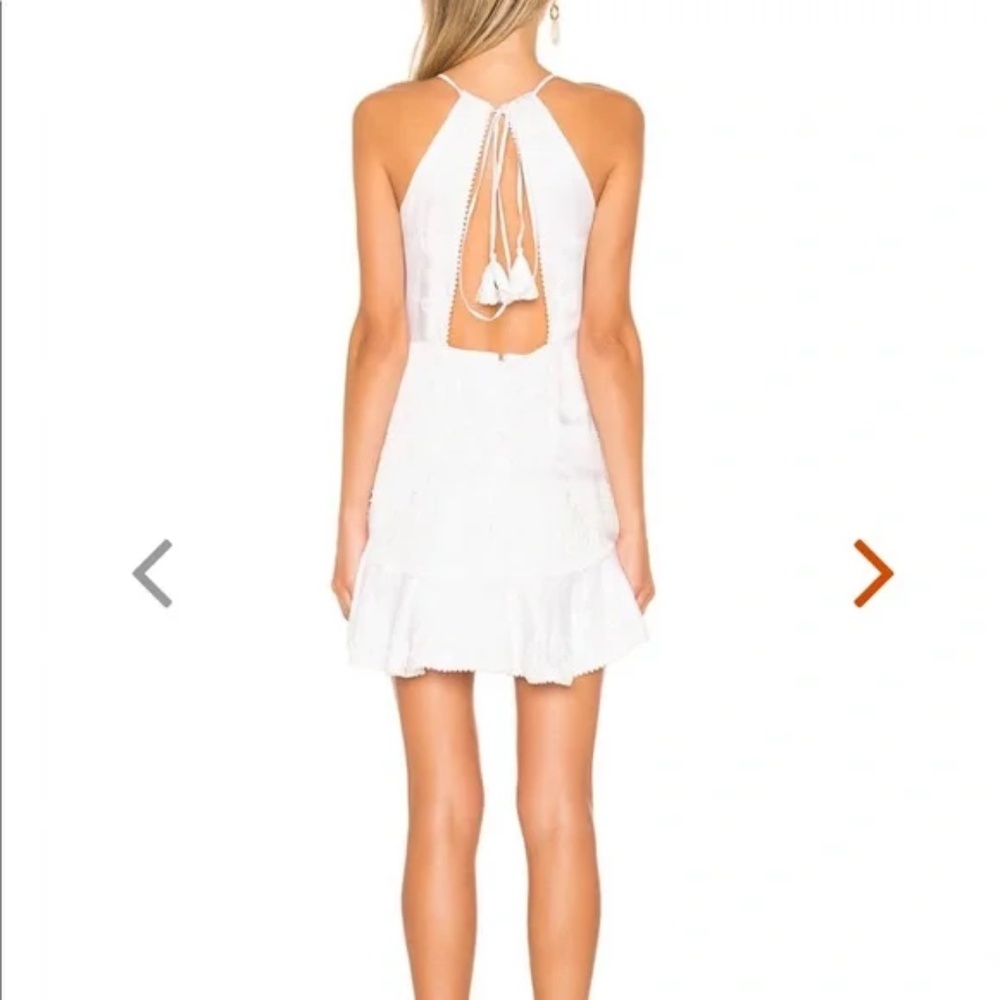 KARINA GRIMALDI White Backless Pope Mini Dress Floral Beading Zipper In The Back